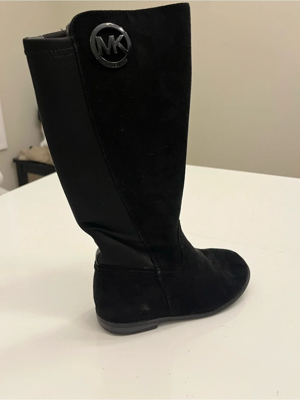 Michael Kors Girls Black Suede Emma Lily Talk Boots Size 11
